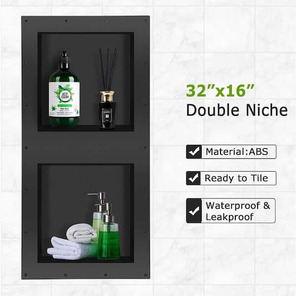 Suteck Shower Niche Double Shelf,Recessed Shower Niche Ready for