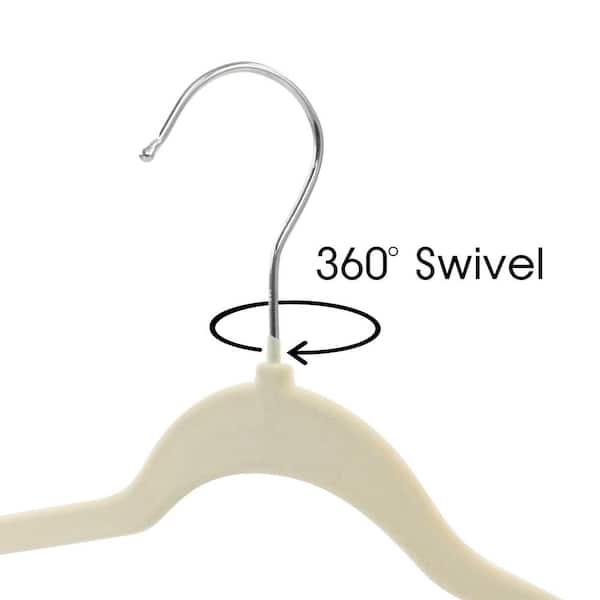 Elama Home 100Pc Velvet Slim Clothes Hangers w/ SS Swivel Hooks