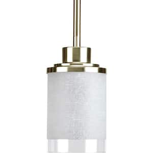 Alexa Collection 4 in. 1-Light Brushed Nickel Mini Pendant with White Linen Glass