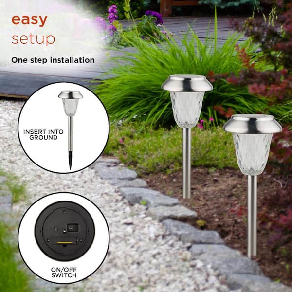 4-Pack Solar Red Ceramic Outdoor Integrated LED Landscape Path Light 