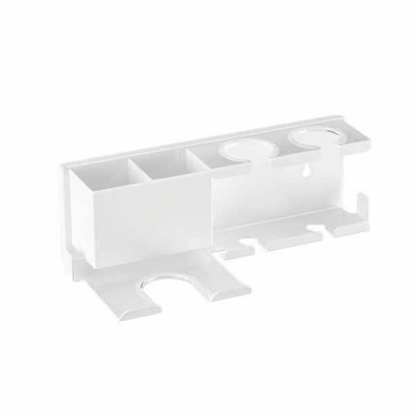 Wall Mounted Installation Hair Tool Organizer in White, Space-Saving Bathroom Blow Dryer and Curling Iron Holder
