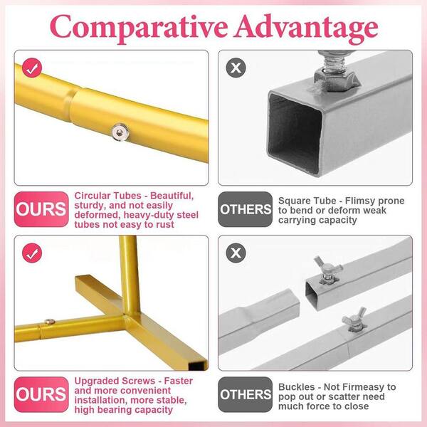 Justincity Gold Metal Arch Backdrop Stand Set 6 ft. 5 ft. 4 ft