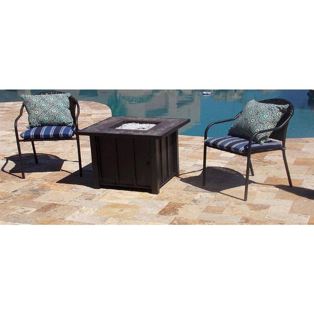 Black Gas Fire Pit Table with Tile Top