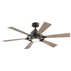 Iras 52 in. Indoor/Outdoor Anvil Iron Downrod Mount Ceiling Fan with Integrated LED with Wall Control Included