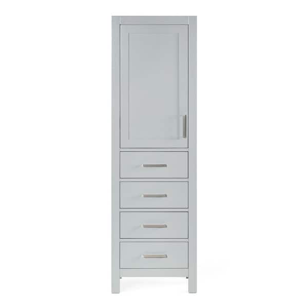Cambridge 20 in. W x 16 in. D x 65 in. H Gray Freestanding Bathroom Linen Cabinet with Doors and Adjustable Shelves