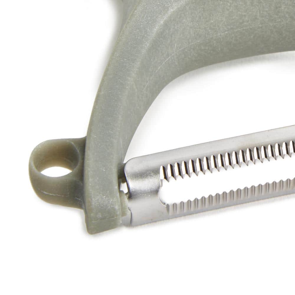 5" Green Stainless Steel Serrated Y-Peeler with Recycled Handle