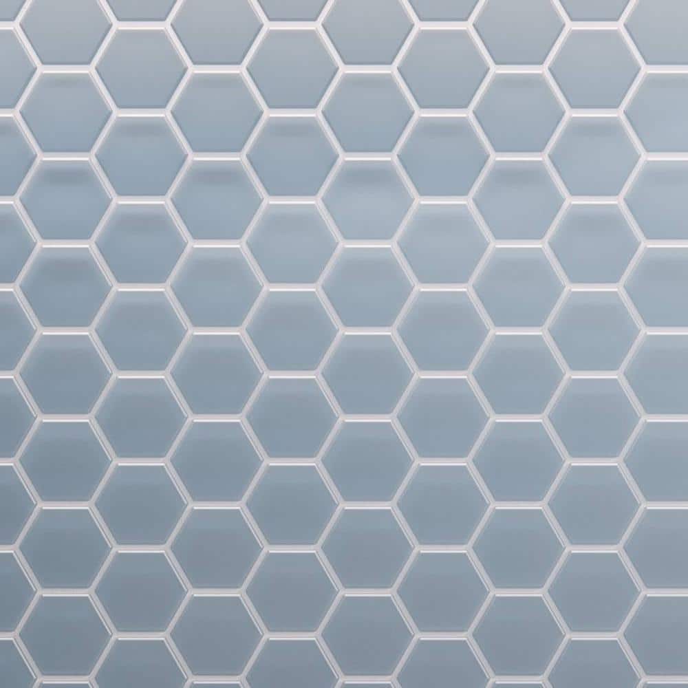 Aqua Blue Matte Glass Hexagon Mosaic Tile 11x12