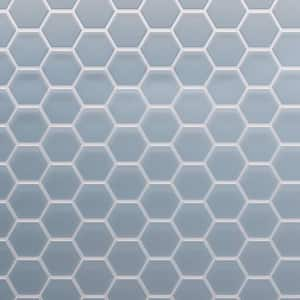 3 in. Beehive 10.25 in. x 11.75 in. Hexagon Aqua Blue Matte Glass Mesh-Mounted Mosaic Tile (9.13 sq. ft./Case)