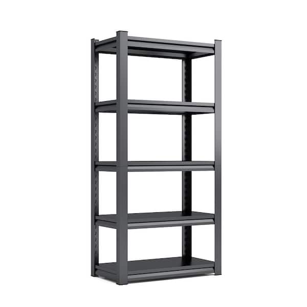 Unbranded 5-Tier Black Storage Metal Shelving, Adjustable Height, 2000 lbs. Heavy Duty Shelving