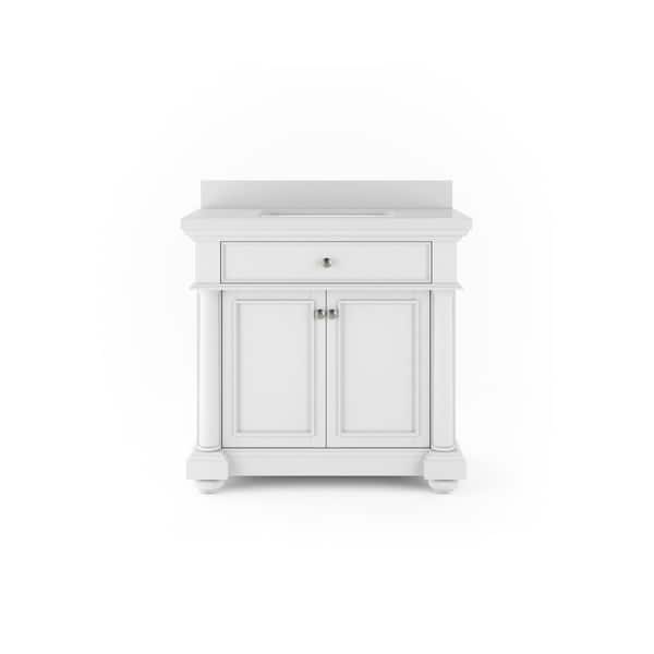 Thomasville McGinnis 36 in. W x 20 in. D Bath Vanity in White with Quartz Stone Vanity Top in White with White Basin