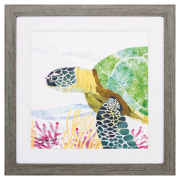 HomeRoots Victoria Sea Creature Turtle 1 Piece Framed Animal Art Print 23 in. x 23 in.