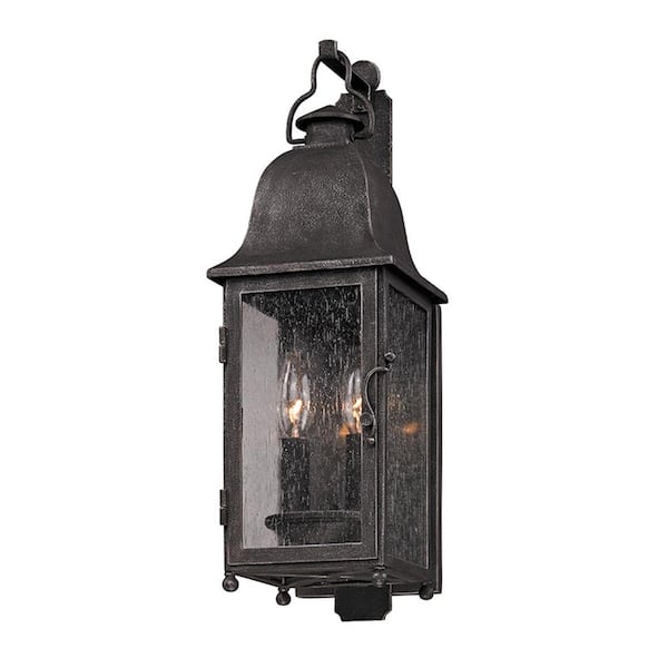 Troy Lighting Larchmont 2-Light Aged Pewter Outdoor Wall Lantern Sconce