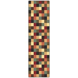 Ottohome Collection Non-Slip Rubberback Checkered Design 2x7 Indoor Runner Rug, 1 ft. 10 in. x 7 ft., Multicolor