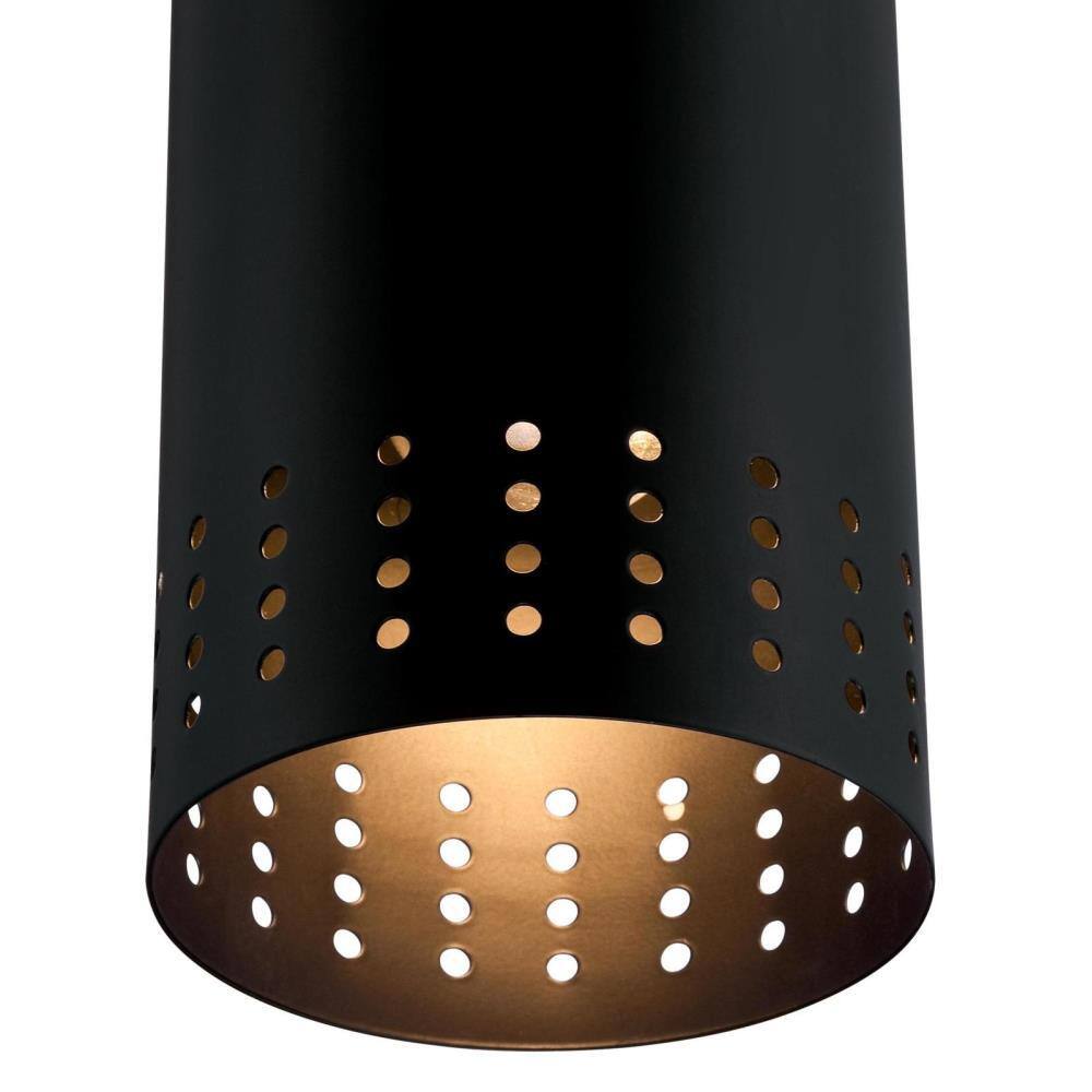 Phelps Mini Pendant Light with Perforated Metal Shade in Matte Black