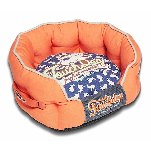 Touchdog Large Orange and Ocean Blue Bed