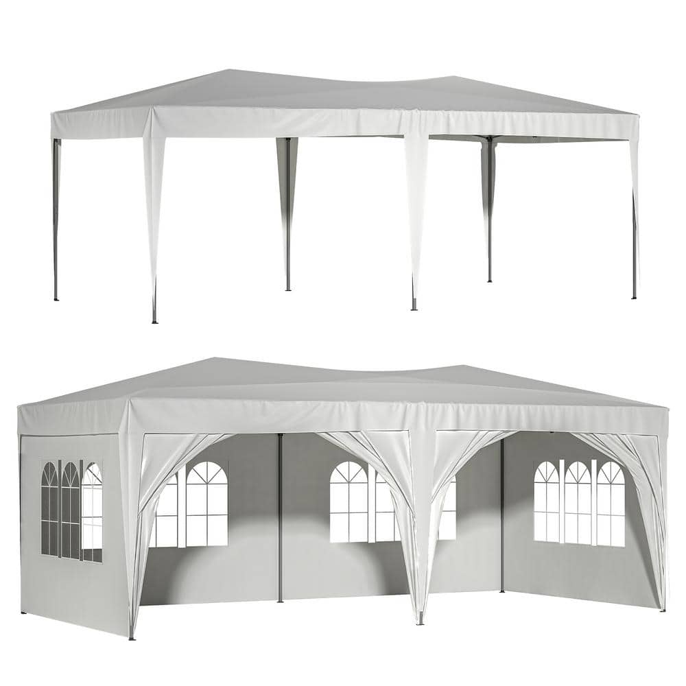 10 ft. x 20 ft. Outdoor Canopy Portable Party Tent W/6-Removable Sidewalls Plus Carry Bag Plus 4-Pieces Weight Bag White price history on PriceWatchPro