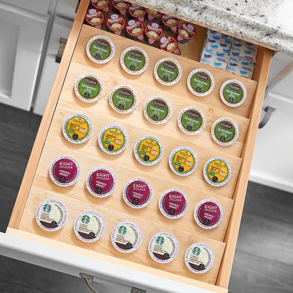 2.38 in. x 16 in. x 19.75 in. Custom Wooden Kitchen Drawer Organizer Insert for K-Cups
