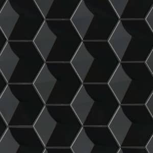 Hedron Hexagon 4 in. x 5 in. Glossy Black Ceramic Wall Tile (3.87 sq. ft./Case)