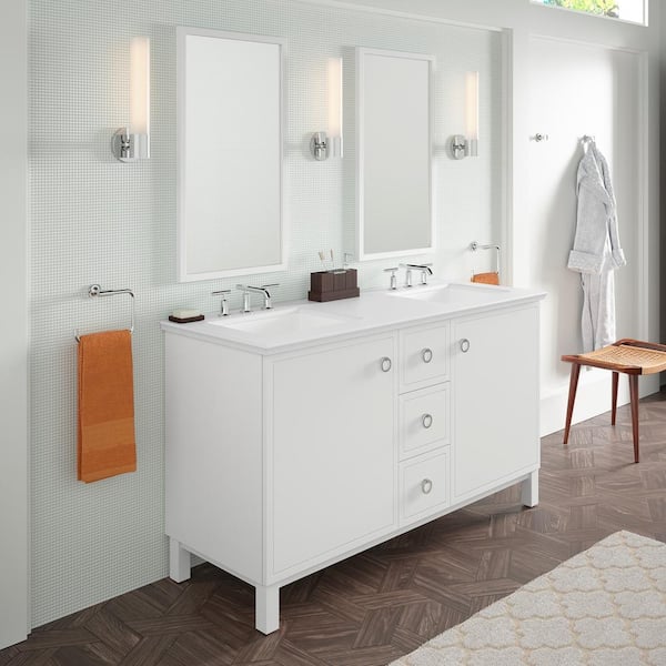 KOHLER Jacquard 60 in. W x 21.9 in. D x 34.5 in. H Bathroom Vanity Cabinet without Top in Linen White