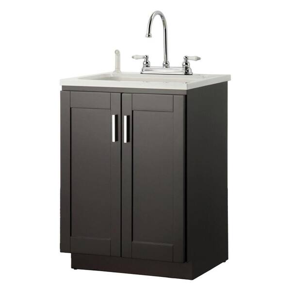 Foremost Palmero 24 in. Laundry Vanity in Espresso and ABS Sink in White and Faucet Kit