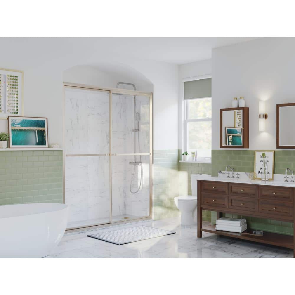 Paragon 52 in. to 53.5 in. x 66 in. Framed Sliding Shower Door with Towel Bar in Brushed Nickel and Clear Glass price history on PriceWatchPro