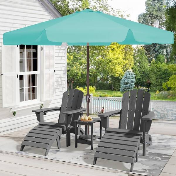 JEAREY 10 ft. Steel Market Crank and Tilt Outdoor Patio Umbrella in Peacock Blue