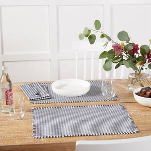 Gingham Fringe 18 in. W x 13 in. H Navy Blue Cotton Gingham Placemats (Set of 4)
