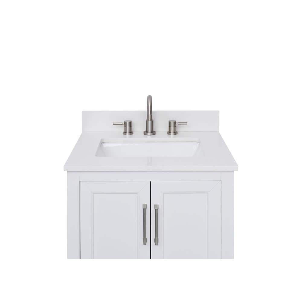 25'' Everest White Quartz Vanity Top with Rectangular Sink