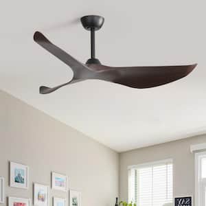 52 in. Indoor/Outdoor Modern Black Ceiling Fan without Light and 6 Speed Remote Control