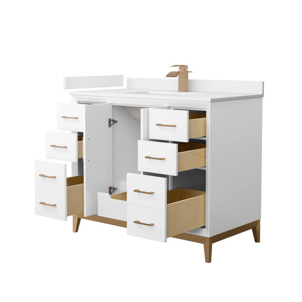 42'' White and Bronze Single Vanity with Cultured Marble Top