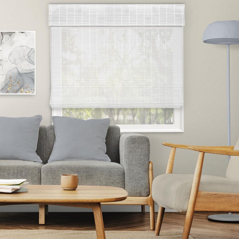 Natural Woven Light Filtering Cordless Bamboo Roman Shades for Windows, 51.5 in. W x 60 in. L, Snow price history on PriceWatchPro