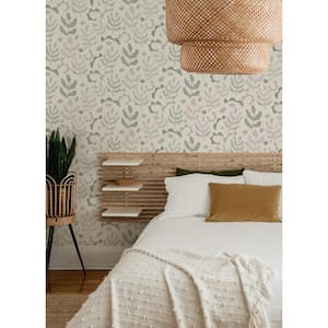 Neutral Beige Green Mira Peel and Stick Wallpaper Sample
