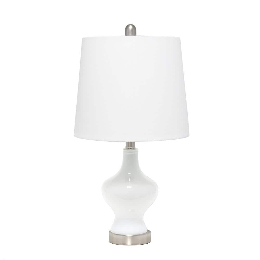 22.5 in. White Glass Gourd Shaped Table Lamp