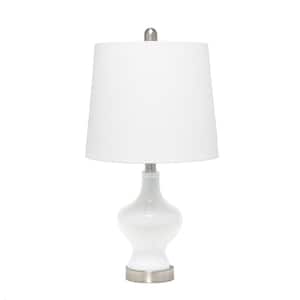22.5 in. White Glass Gourd Shaped Table Lamp