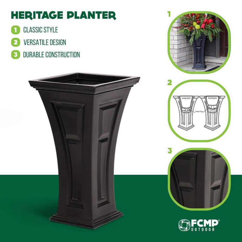Tall Black Self-Watering Outdoor Planter Set