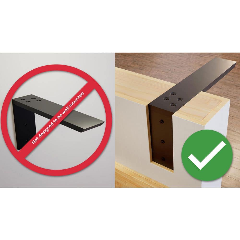 12-Inch Black Aluminum L Bracket Countertop Support