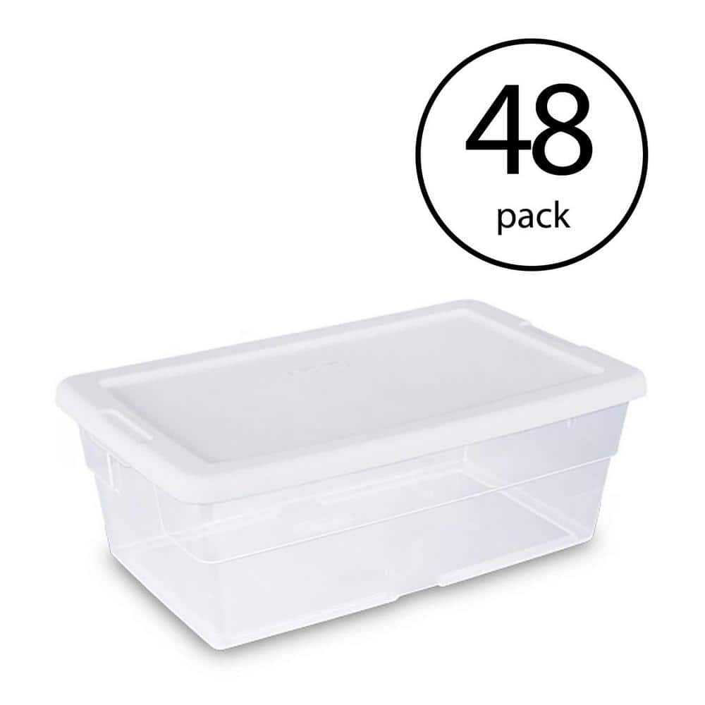 Sterilite 6-Qt. Stackable Storage Container with Latching Lid in Clear  (48-Pack) 48 x 14928012 - The Home Depot