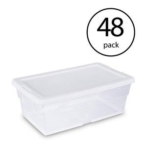 6 Qt. Clear Stacking Storage Tote Container with White Lid (48 Pack)