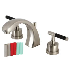 Kaiser 8 in. Widespread 2-Handle Bathroom Faucets with Brass Pop-Up in Brushed Nickel