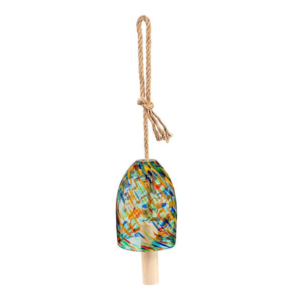 Evergreen 7 in. Turquoise Swirl Glass Wind Chime