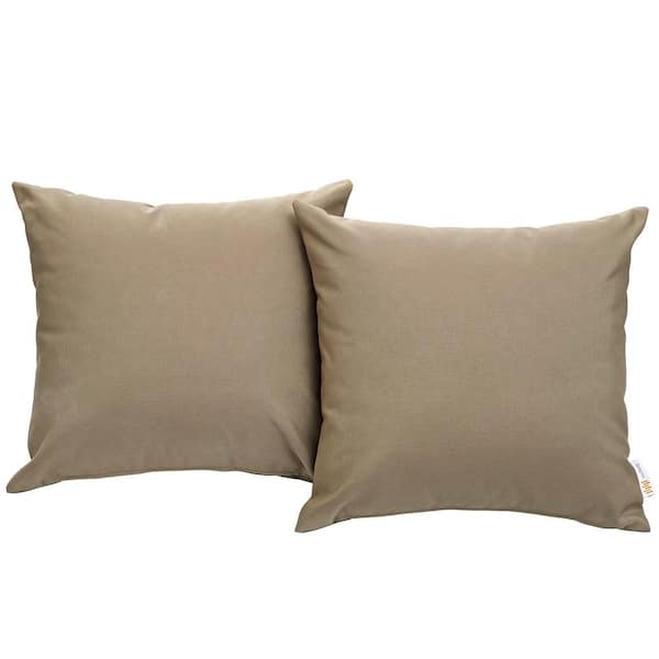MODWAY Convene Patio Square Outdoor Throw Pillow Set in Mocha (2-Piece)