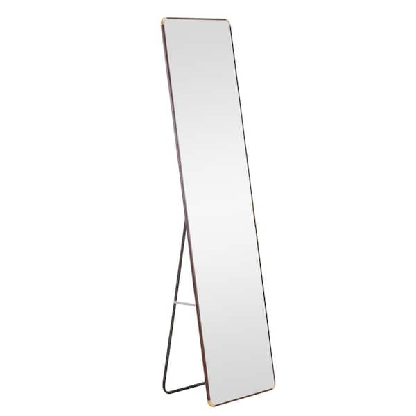 CONGE IMPORT LLC Brown 23.2 in. W x 65 in. H Rectangle Metal Full Length Mirror, HD explosion-proof anti-collision bathroom makeup foyer