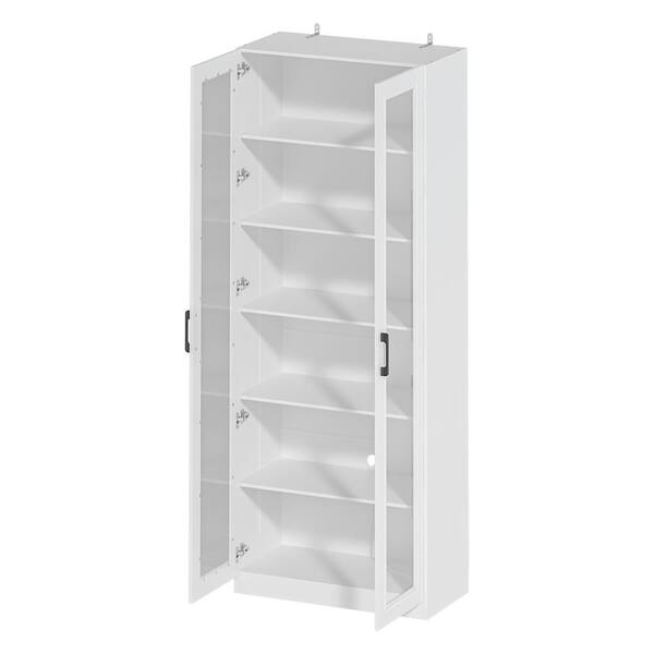 FUFU&GAGA White Wood 31.5 in. W Display Cabinet with