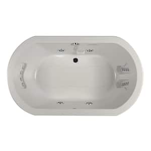 ANZA 66 in. x 36 in. Oval Combination Bathtub with Center Drain in Oyster