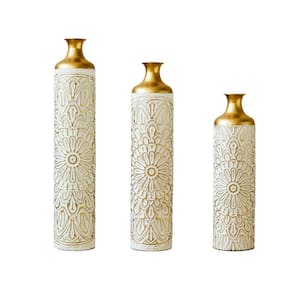 Floor Vases Gold Large Vases - 32/28/24 in. Decorative High Vases Set of 3 For Home Decor, Vintage Large Vases W2796P1935944