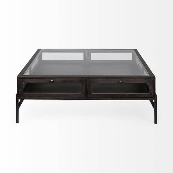 HomeRoots 42 in. White and Natural Square Solid Manufactured Wood Coffee Table