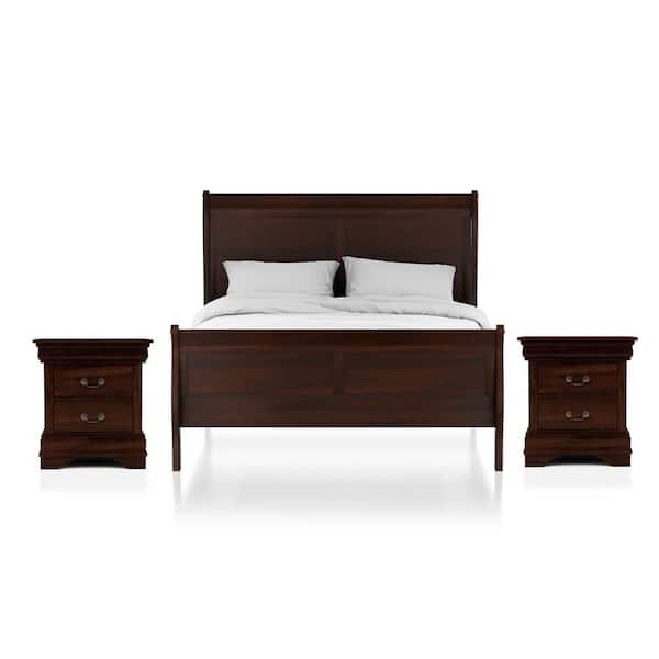 Furniture of America Louis Philippe III 5pc Sleigh Bedroom Set in Cherry