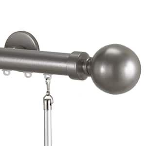 Tekno 25 Non-Telescoping 120 in. Traverse Rod in Antique Silver with Ball 28 Finial