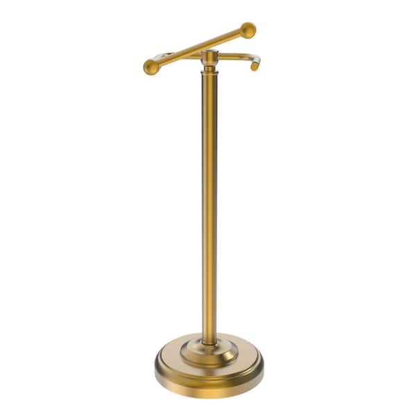 FreeStanding Toilet Paper Holder in Brushed Brass, Toilet Paper Holder Stand with Post Pivoting and Weighted Base
