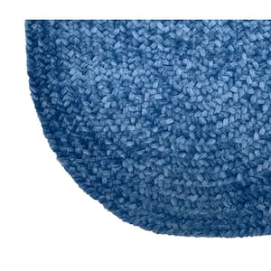 Chenille Braid Collection Smoke Blue 22" x 40" Oval 100% Polyester Reversible Solid Area Rug